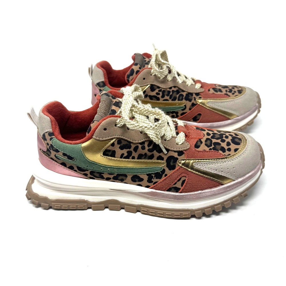 Blowfish Malibu Sneaker Women 10 Brown Leopard Fabric Boho Platform Leo Shoes